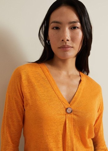 Phase Eight Leah Linen T Shirts Orange Canada | EALKDQ-201